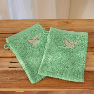 Coeur en fleurs - 2 gants de toilette