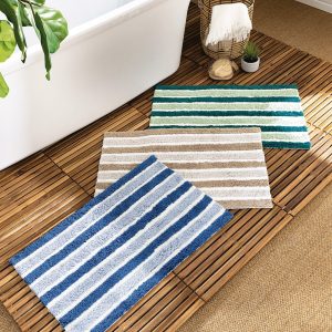 Inspiration caillebotis - Tapis de bain rayé