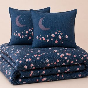 Nuit japonaise - Housse de couette et taie d'oreiller